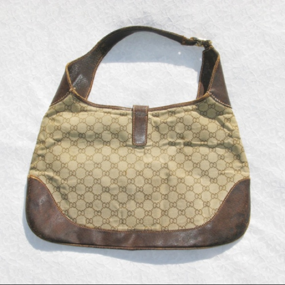 VINTAGE Gucci Hobo Monogram Logo Crescent Handbag - Picture 11 of 15